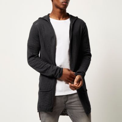 Grey lightweight hooded cardigan